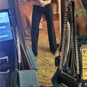 Frankie B. Black low rose flare dress Pants